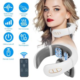 Electric Cervical Neck Massager with Hot Compress, 6 Modes 20 Levels Cordless Neck Pain Relief8-Head Electric Neck Massager with Heat