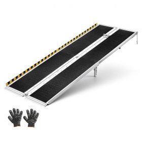 Portable Wheelchair Ramp, 8FT, Non-Slip Aluminum Folding Handicap Ramp for Wheelchair, 800 lbs Capacity, Door Threshold Ramps for Home Steps, Sta