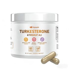 Turkesterone & Tongkat Ali Supplement , 60 Vegan Capsules, Lean Muscle Growth, Stamina Boost & Muscle Recovery (Option: 1)