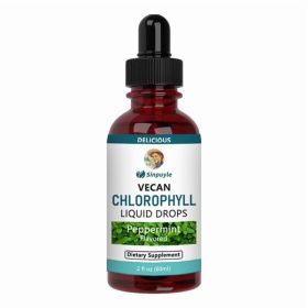 Vegan Chlorophyll Liquid Drops, Peppermint Flavored, Supports Detox And Fresh Breath, 60ml (Option: 1)