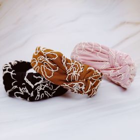 Artful Stitch Knotted Headband (Color: Brown)
