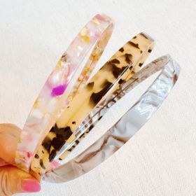 Classic Tortoise Slim And Sleek Headband (Color: Pink Marble)