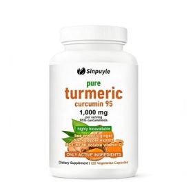 Pure Turmeric Curcumin 1000mg 120 Capsules With Ginger Black Pepper And Vitamin C For Joint Health (Option: 1)